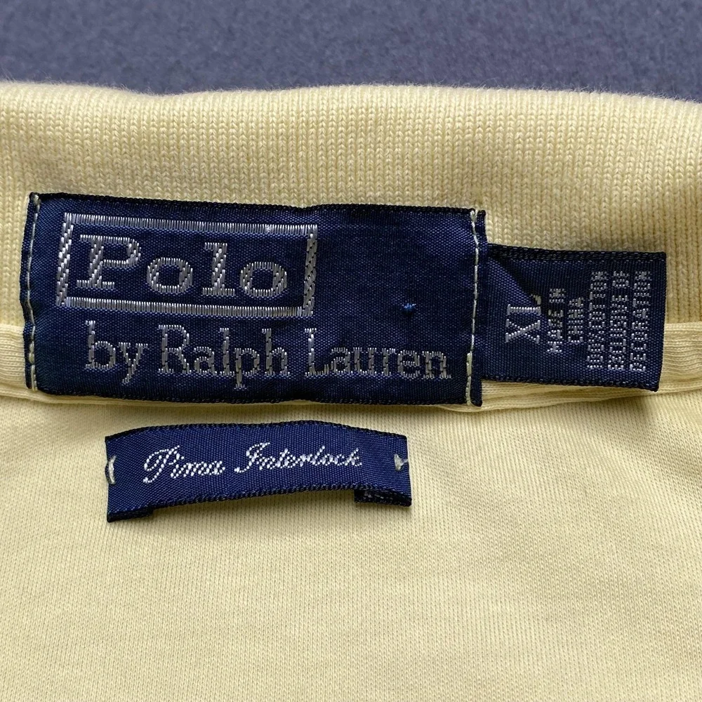 Polo‎ Ralph Lauren Polo Shirt Mens XL Yellow Pima Interlock Cotton Short Sleeve